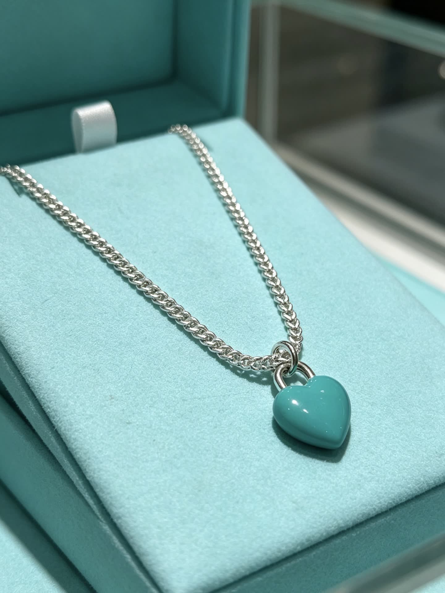 Tiffany & Co. Blue Heart Lock Necklace